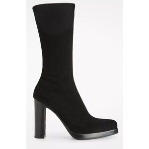 Jeffrey Campbell Claudio Block Heel Sock Boot – Faux Suede Black Women’s Size 9